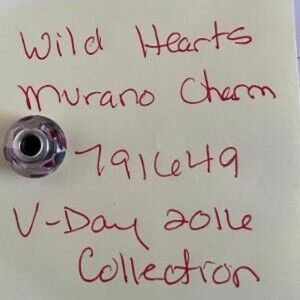 RETIRED Pandora Wild Hearts Murano Charm Item 791649